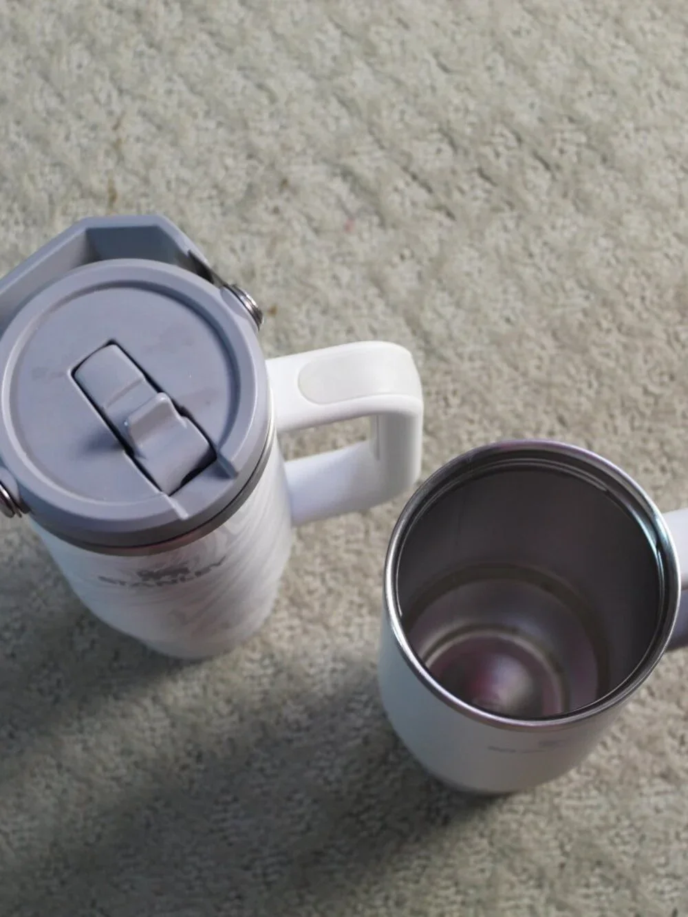 Set of 2 Stanley 30 Oz. Quencher Tumbler Polar Swirl Grey Marble & Grey (1 Lid)